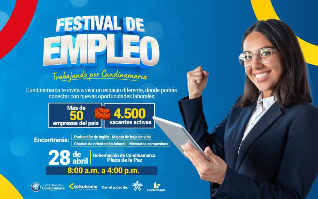 Si está buscando trabajo, 4.500 vacantes y más de 50 empresas lo esperan en el Festival de Empleo de Cundinamarca
